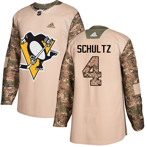 Adidas Penguins #4 Justin Schultz Camo Authentic Veterans Day Stitched NHL Jersey - Click Image to Close